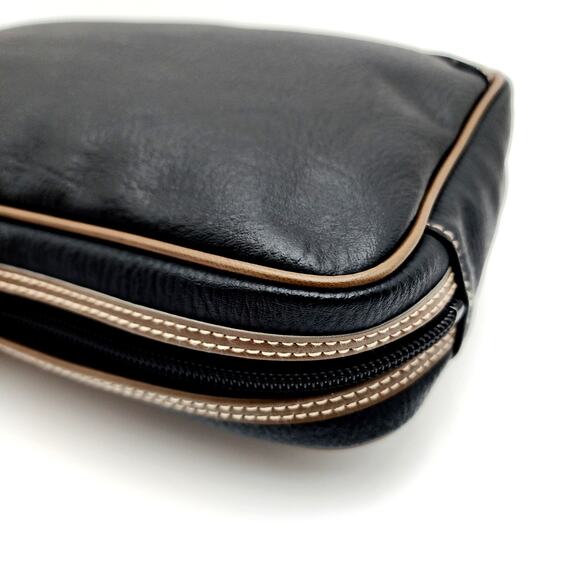 VINTAGE BALENCIAGA BLACK AND BROWN LEATHER TOILETRY BAG - Picture 16 of 16